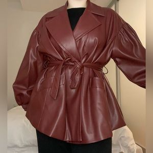Burgundy Zara Pleather Jacket